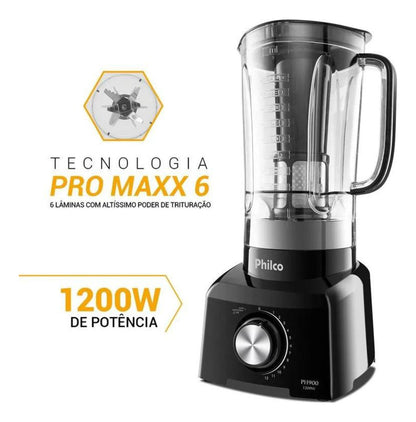 Liquidificador PH900 Com 12 Velocidades e Pulsar Potência de 1200W Cor Preto Philco 127V