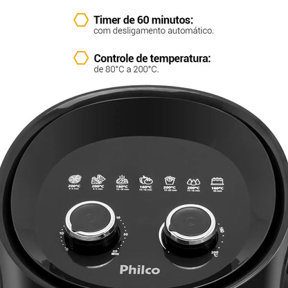 Fritadeira Elétrica Air Fryer Philco PFR15PG Gourmet Sem Óleo Black 4,4 Litros 1500W 110V Revestimento Antiaderente Maxx Gold