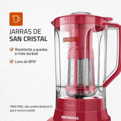 Liquidificador Turbo L-900-fr-2c 900w Vermelho Mondial 220V