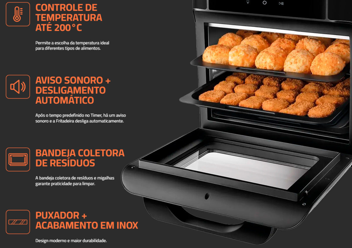 Fritadeira air fryer Oven Mondial AFON-12L-FB 2 em 1 12l 2000w cor preta 127V