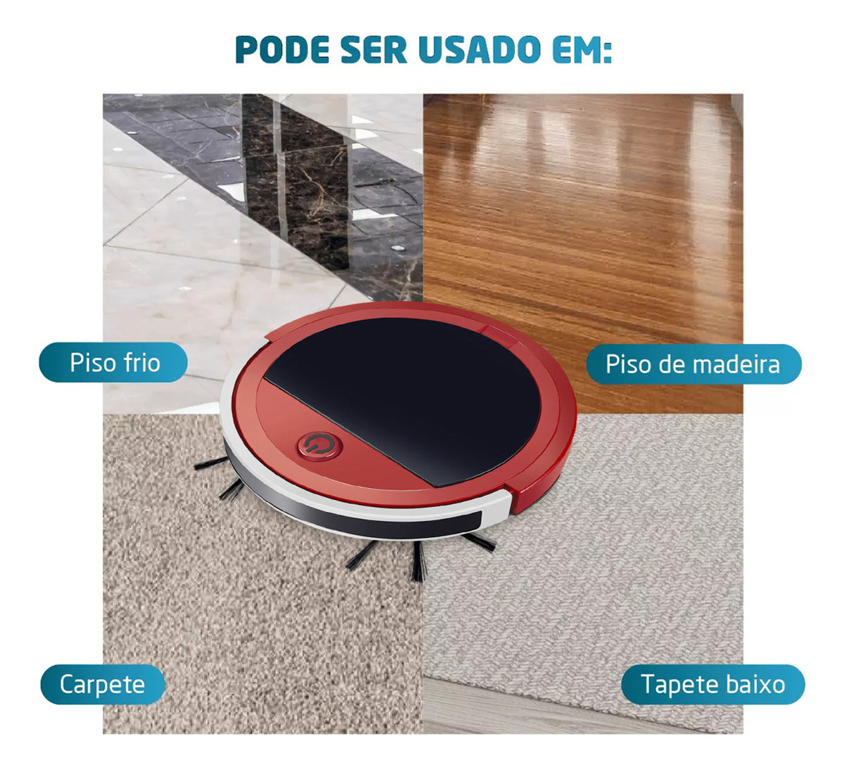 Aspirador Robô Multi Aspira E Passa Pano 4modos 15w Bivolt