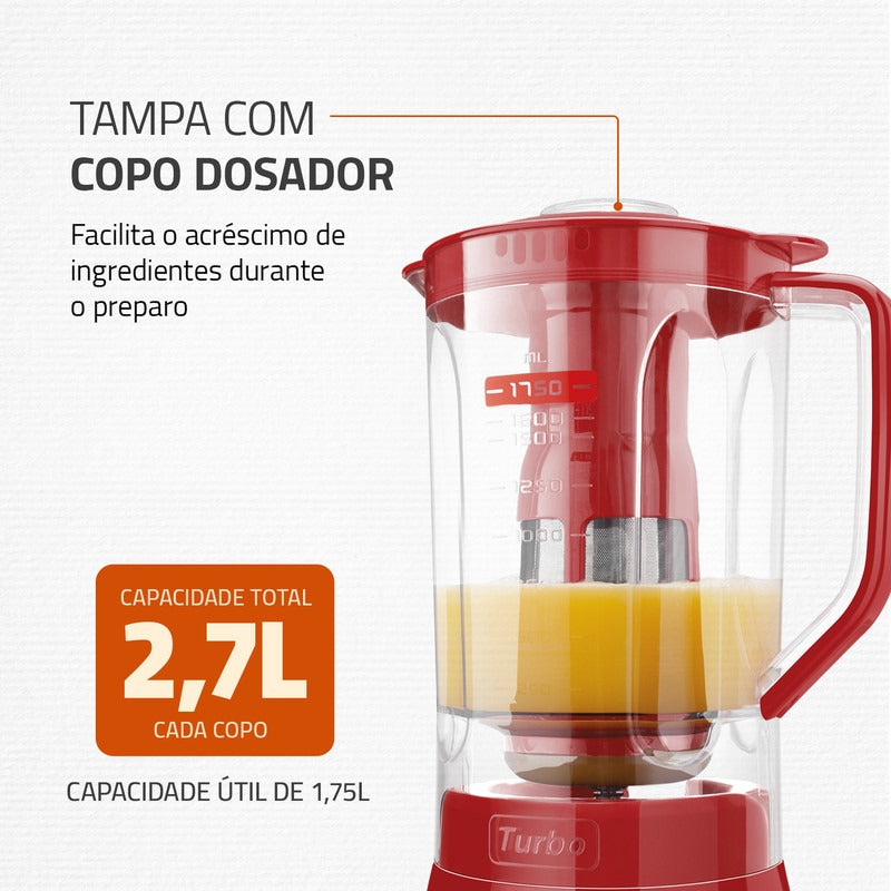 Liquidificador Turbo L-900-fr-2c 900w Vermelho Mondial 220V