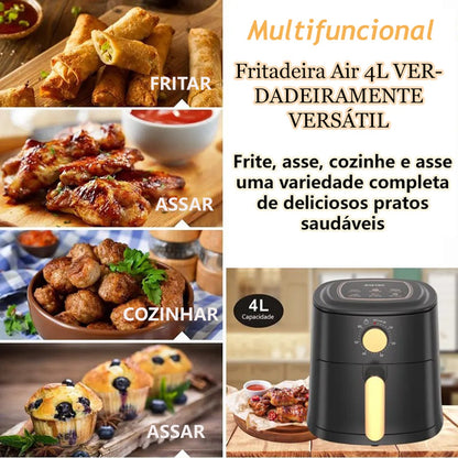 Fritadeira Elétrica Air Fryer Sem Óleo 4l 1100w  Preto