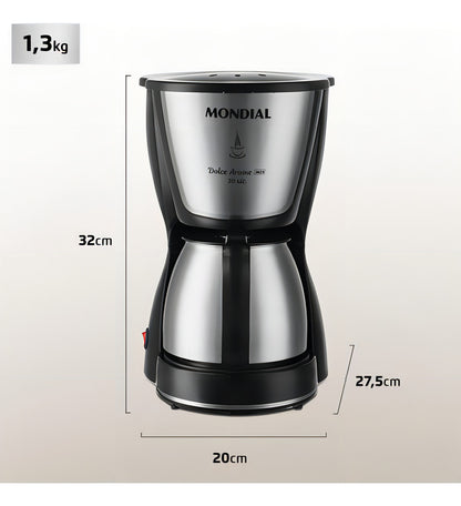 Cafeteira Mondial Dolce Arome 800w Inox 220v C-37-ji-30x Cor Preto/Inox