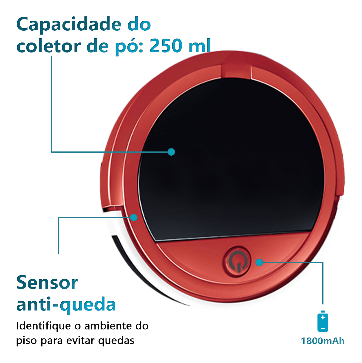 Aspirador Robô Multi Aspira E Passa Pano 4modos 15w Bivolt