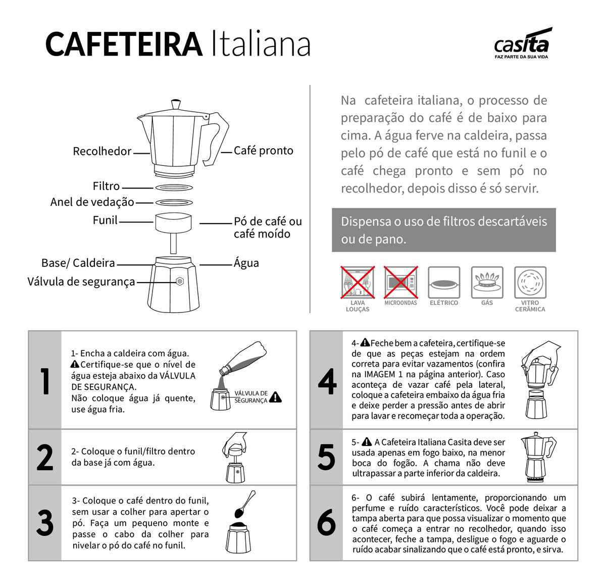 Máquina Café Manual Preta Italiana 450 Ml Cafeteira Alumínio