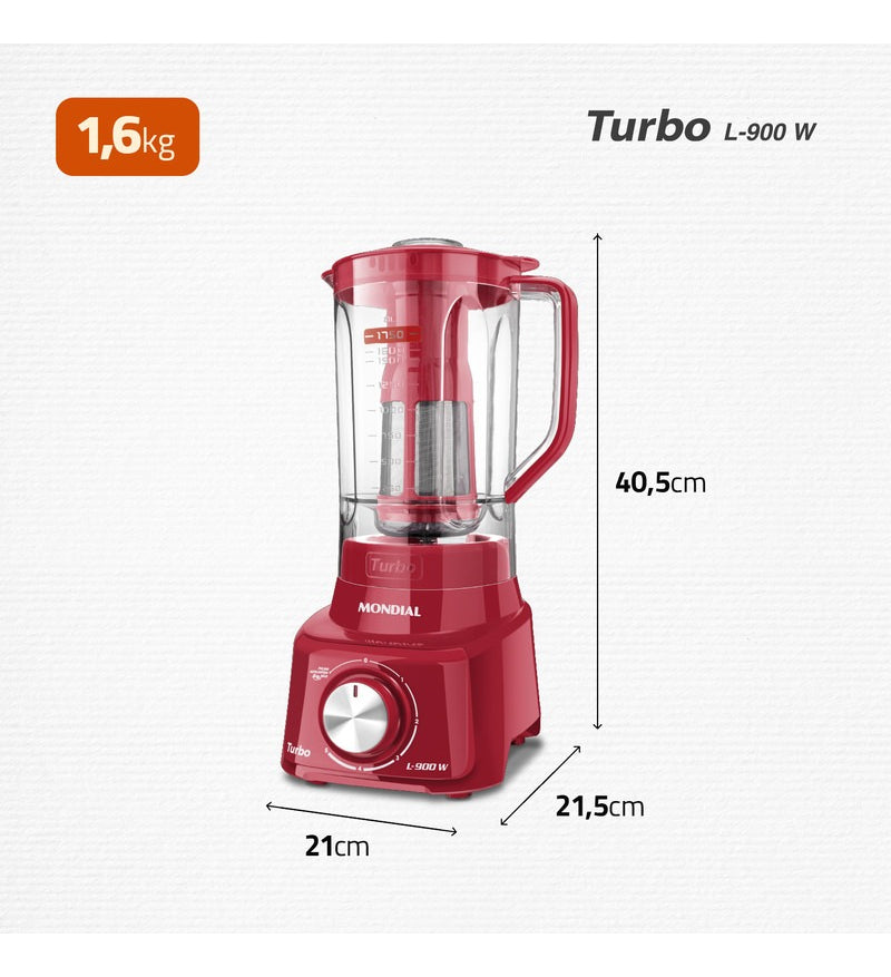 Liquidificador Turbo L-900-fr-2c 900w Vermelho Mondial 220V