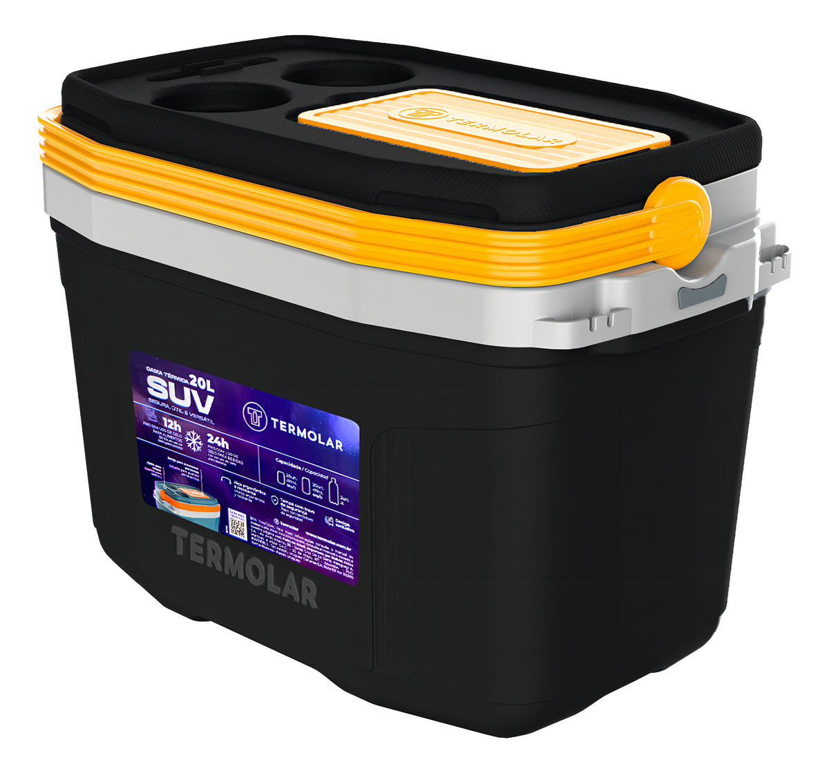 Caixa Térmica Suv Cooler com Alça 20L Termolar 3501PRT Cor Preto Amarelo