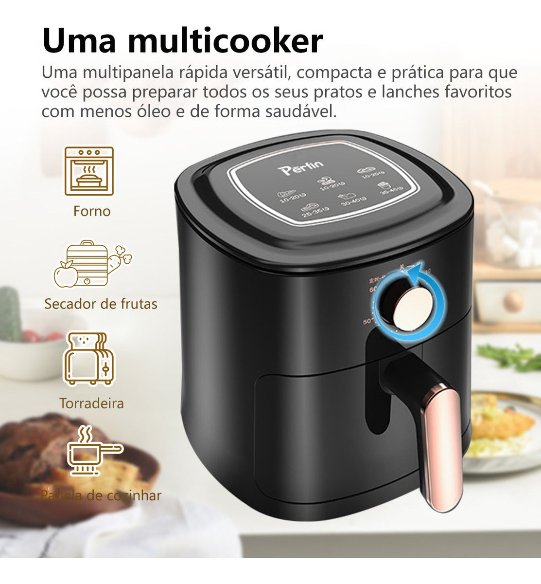 Fritadeira Elétrica Air Fryer Sem Óleo 4l 1100w  Preto