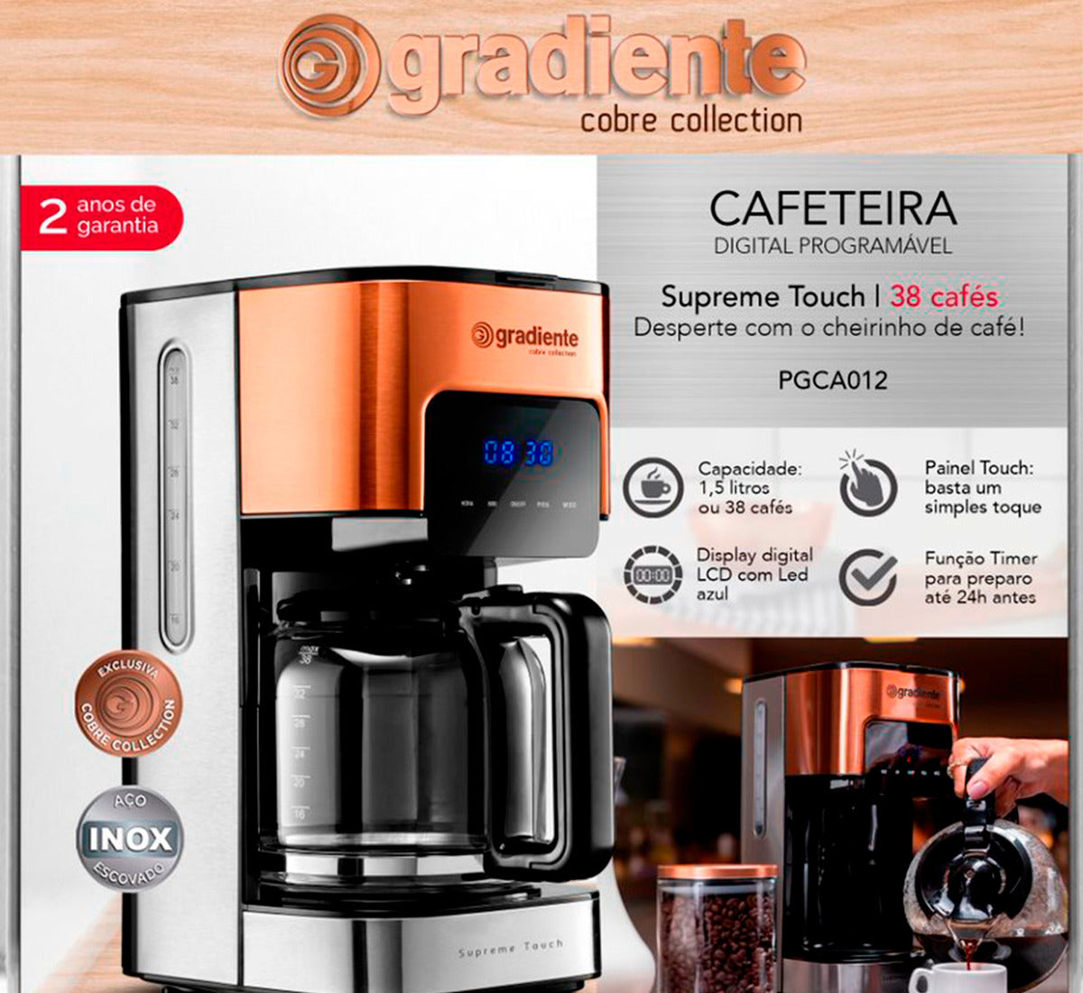 Cafeteira Digital Programável Supreme Touch Gradiente