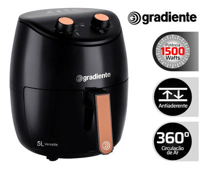 Fritadeira elétrica airfryer sem óleo Gradiente 5,0L cesto removível 1500W PGAF500 Versatile Com Timer 110v