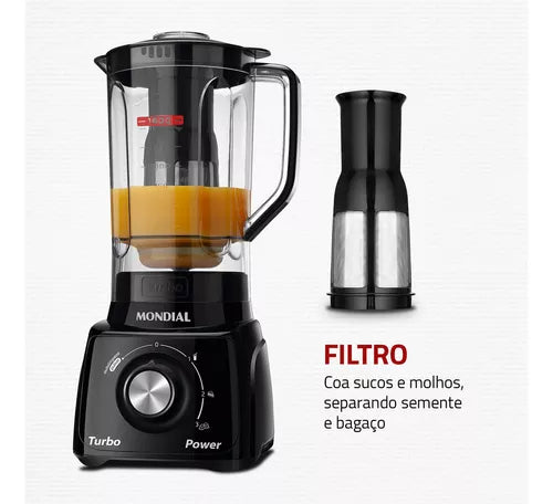 Liquidificador L-99-fb Turbo Power 2,2 L Potência De 550w Cor Preto Mondial 110v